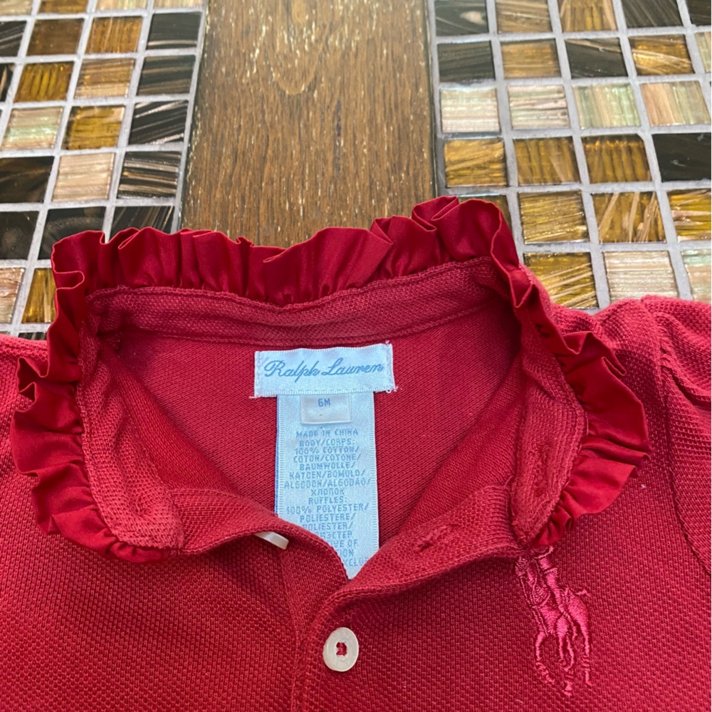 Ralph Lauren Red Ruffle Baby Girl Dress - Picture 5 of 5